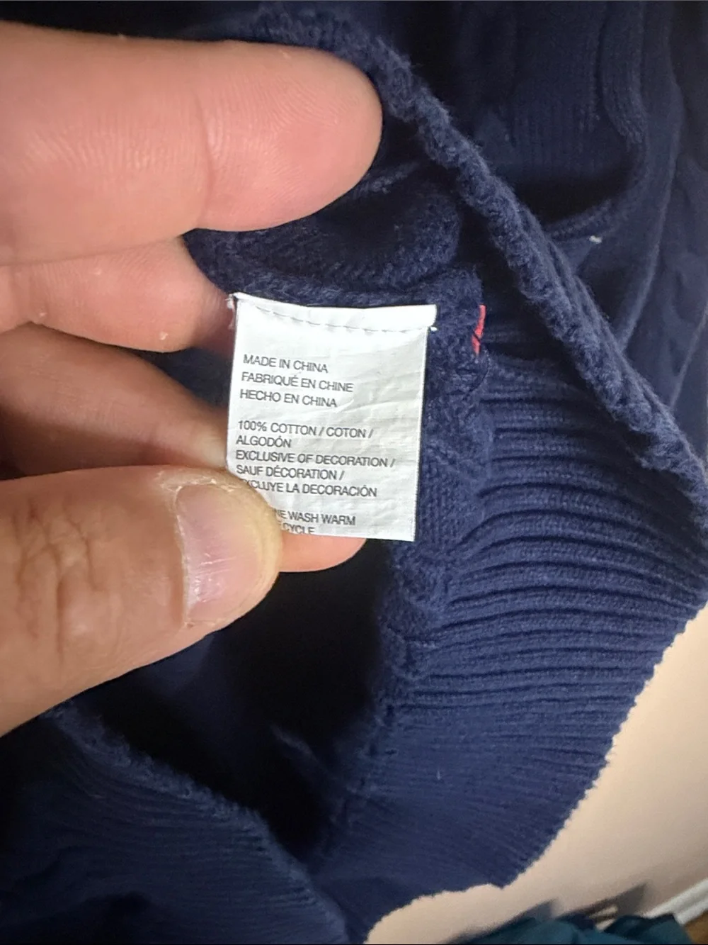 Izod Men's Navy Cable-Knit Quarter-Zip Sweater 100% cotton